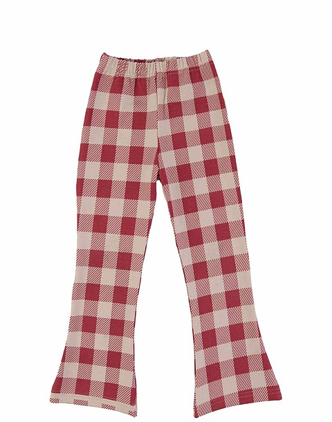 Dear Sophie Maroon checked Flares Red