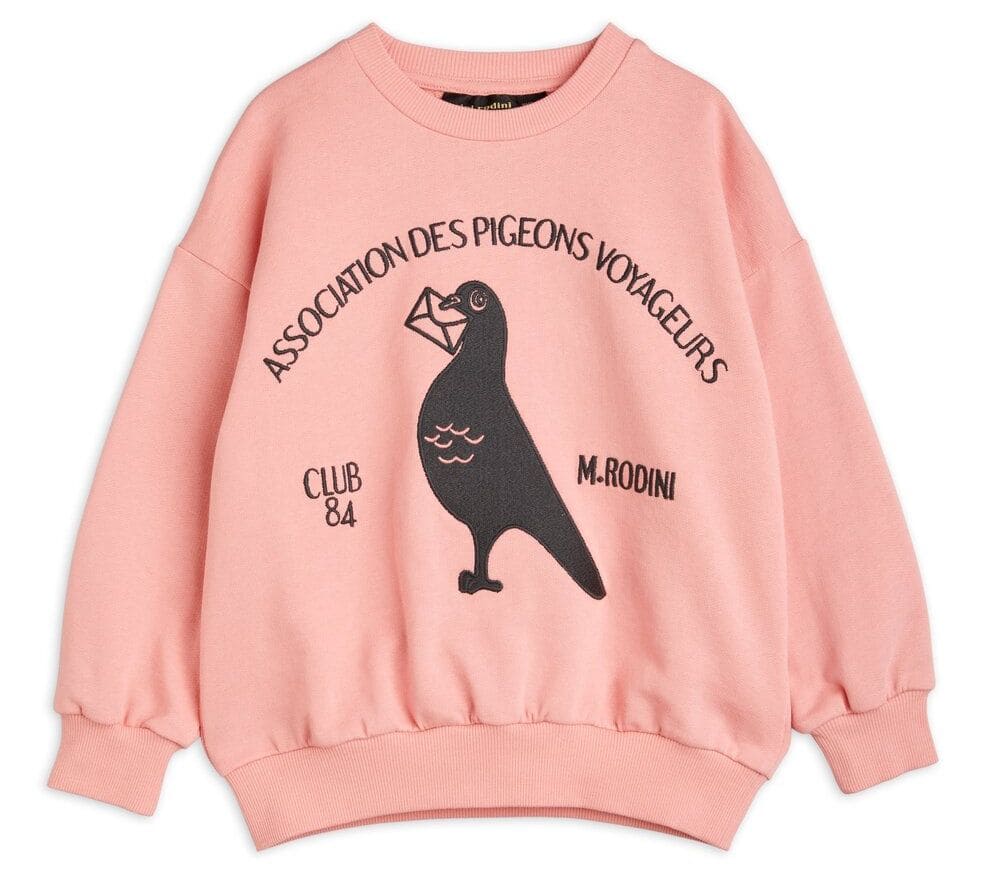 Mini Rodini Pigeons Chenille Sweatshirt pink