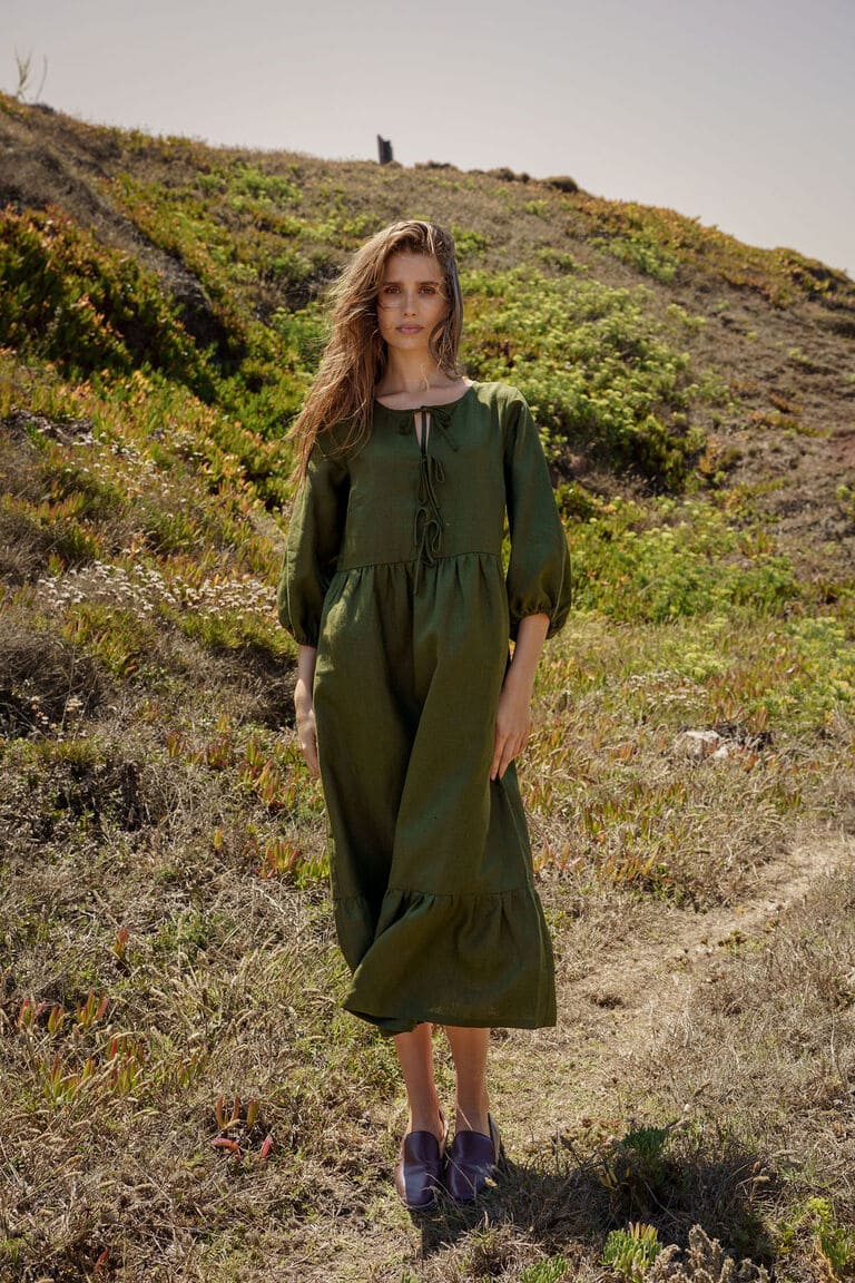 Nakoa Aurora Mekko Pellava Olive green
