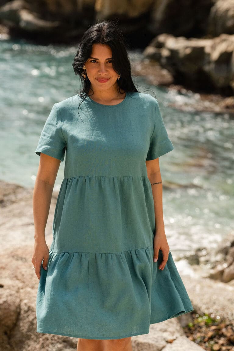 Nakoa Olivia Kerrosmekko pellava Silver pine