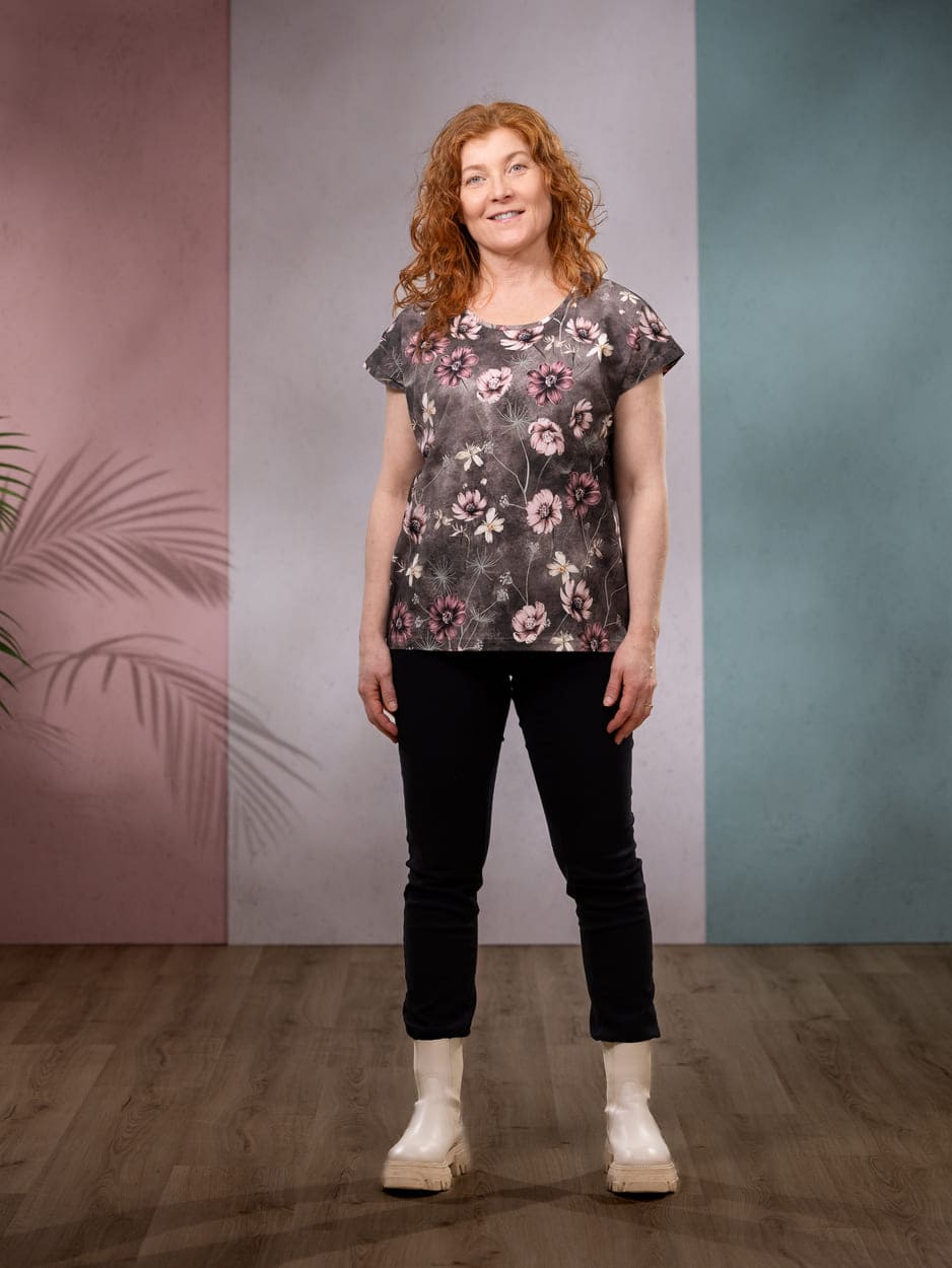 Versonpuoti Tuuli T-paita Suklaakosmos ruskea/rosa